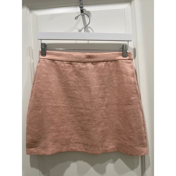 Backstage X Free People 100% Linen Blush Pink Mini Skirt Sz XS - Picture 1 of 5